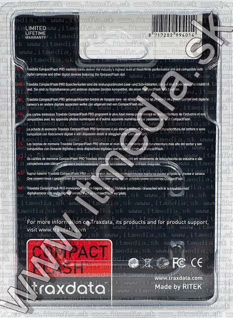 Image of Traxdata Compact Flash (CF) card 4GB PRO 233x (IT5129)