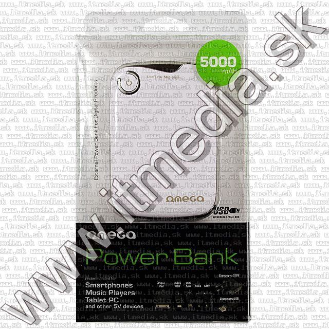 Image of Omega Powerbank 5000mAh White (41422) (IT8823)
