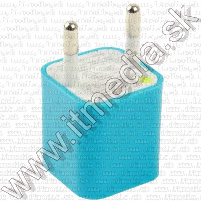 Image of Mini iPhone 230V USB charger *Cube* *Blue* INFO! (IT9122)