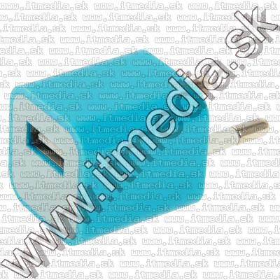 Image of Mini iPhone 230V USB charger *Cube* *Blue* INFO! (IT9122)