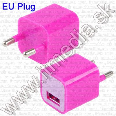 Image of Mini iPhone 230V USB charger *Cube* *PINK* INFO! (IT9120)