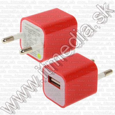 Image of Mini iPhone 230V USB charger *Cube* *RED* INFO! (IT9121)