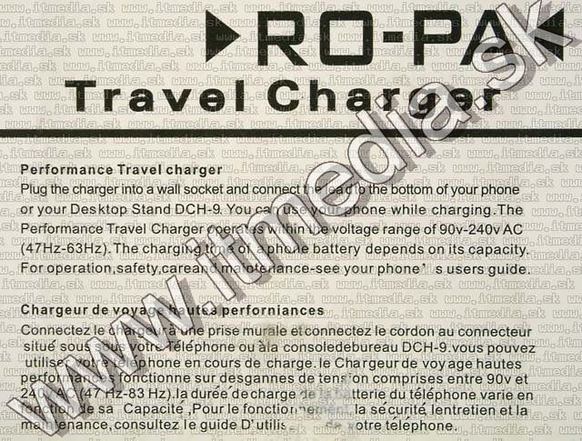 Image of Samsung G800, Omnia 110-230V mobile charger (IT4477)