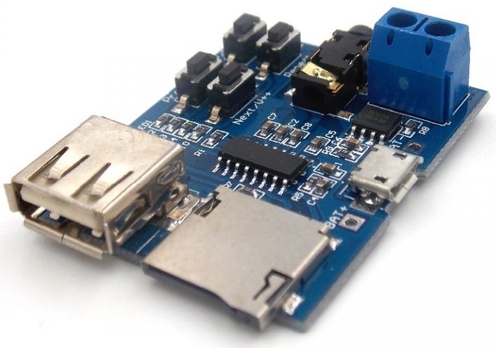 Image of DIY MP3 decoder board USB microSD 5V 1x3W *buttons* (IT12203)