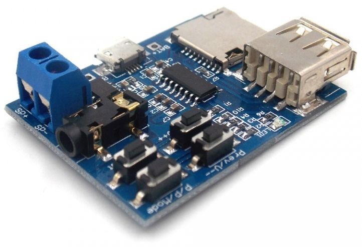 Image of DIY MP3 decoder board USB microSD 5V 1x3W *buttons* (IT12203)