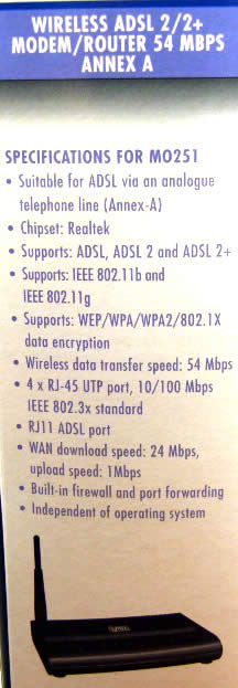 Image of Sweex 54 Mbit wireless ADSL2 ROUTER ANNEX A Non-HU INFO! (IT4010)