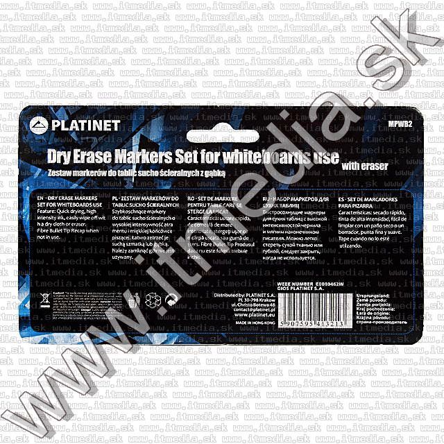 Image of Platinet Whiteboard Marker Set with Eraser (41321) (IT8821)