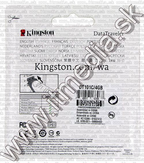 Image of Kingston USB pendrive 4GB *DT 101* Cyan (IT5425)