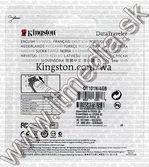 Image of Kingston USB pendrive 4GB *DT 101* Pink (IT5426)