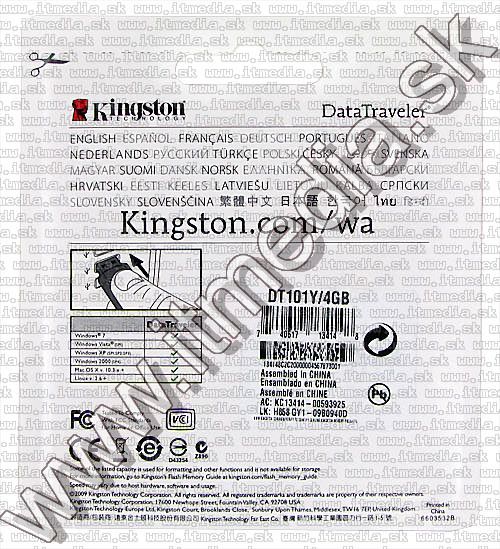 Image of Kingston USB pendrive 4GB *DT 101* Yellow (IT5427)