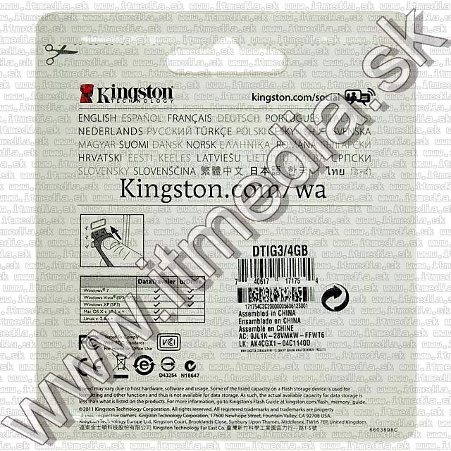 Image of Kingston USB pendrive 4GB *DT III GEN* (IT7711)