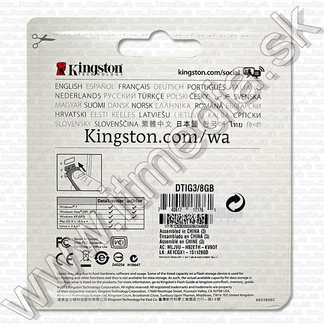 Image of Kingston USB pendrive 8GB *DT III GEN* (IT7712)