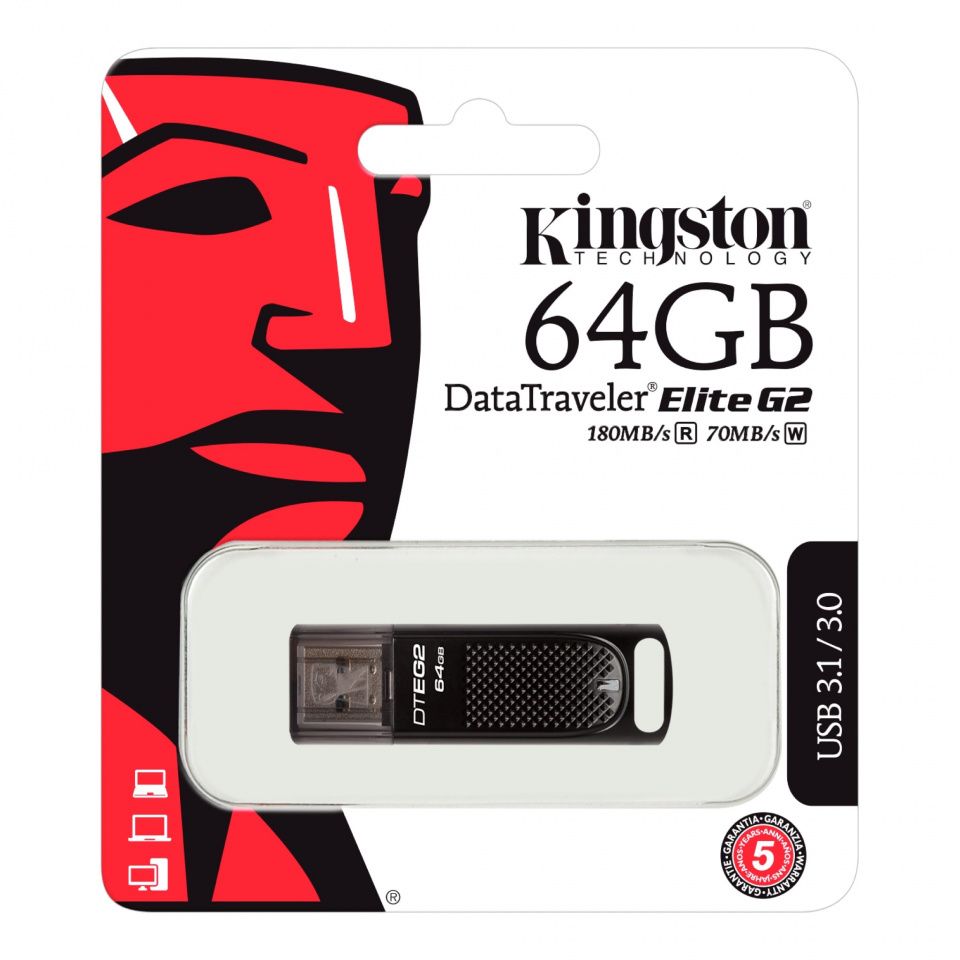 Image of Kingston USB 3.1 pendrive 64GB *DT ELITE G2* USB 3.1 [180R70W] (IT14667)