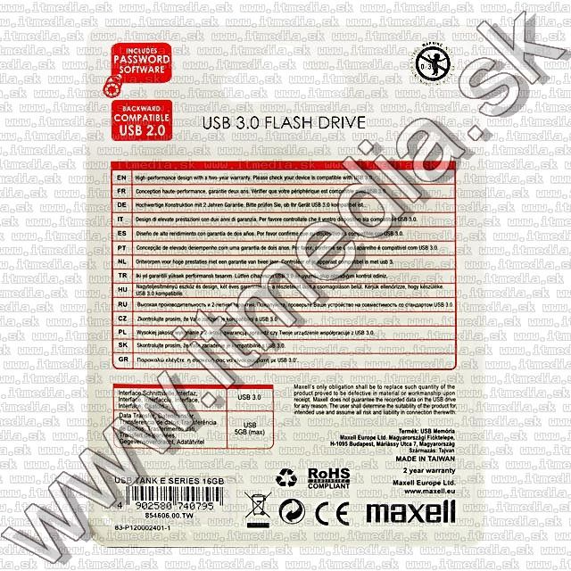 Image of Maxell USB 3.0 pendrive 16GB (TANK E-Series) (IT9269)