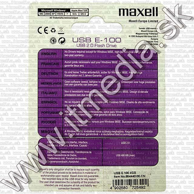 Image of Maxell Pendrive 4GB *E-100* (IT7666)