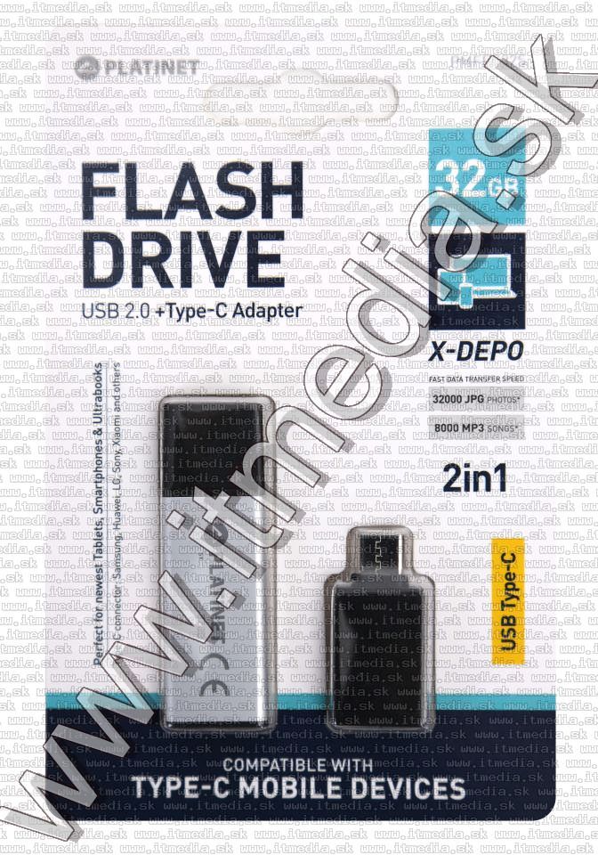 Platinet USB pendrive 32GB X-DEPO + USB-C (43996) Silver INFO! (IT13453) Image of Platinet USB pendrive 32GB X-DEPO + USB-C (43996) Silver INFO! (IT13453)
