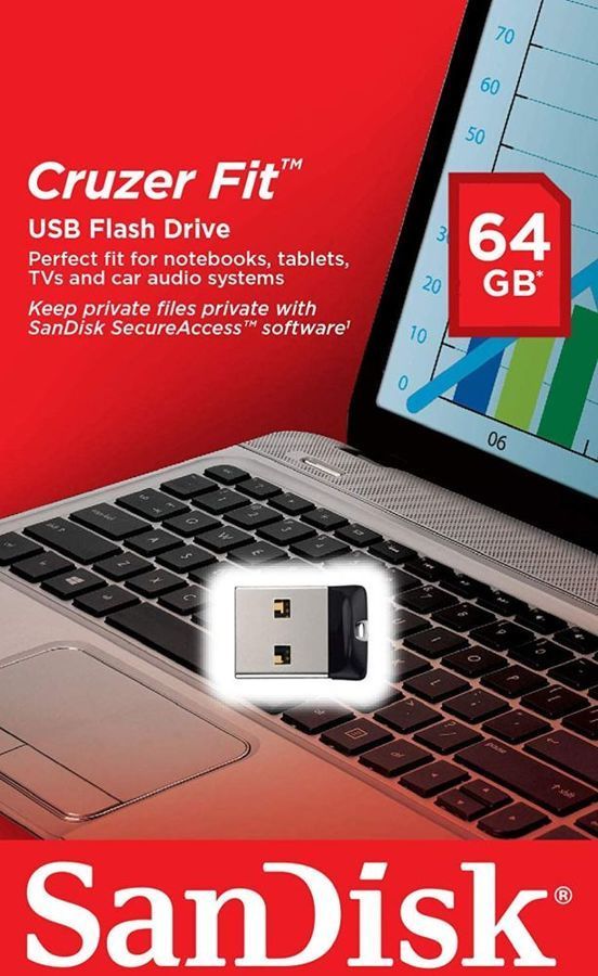 Image of Sandisk USB pendrive 64GB *Cruzer Fit* *NANO* (IT10262)
