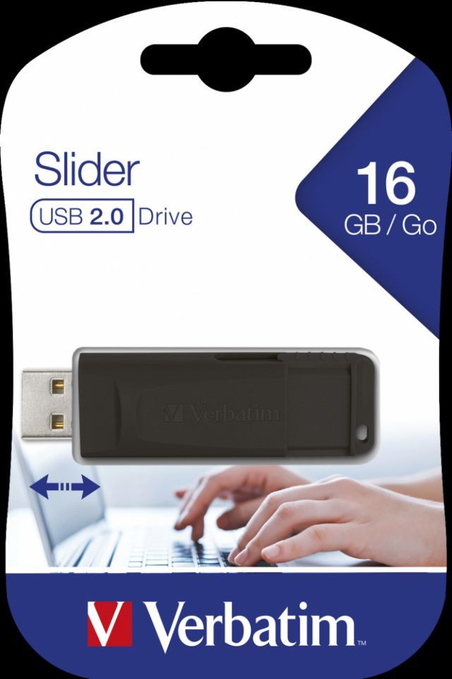 Image of Verbatim 16GB USB 2.0 Pendrive Slider (98696) (IT14628)