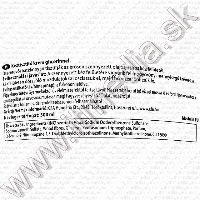 Image of CFA Kéztisztító Krém Glicerinnel 500ml (IT9643)