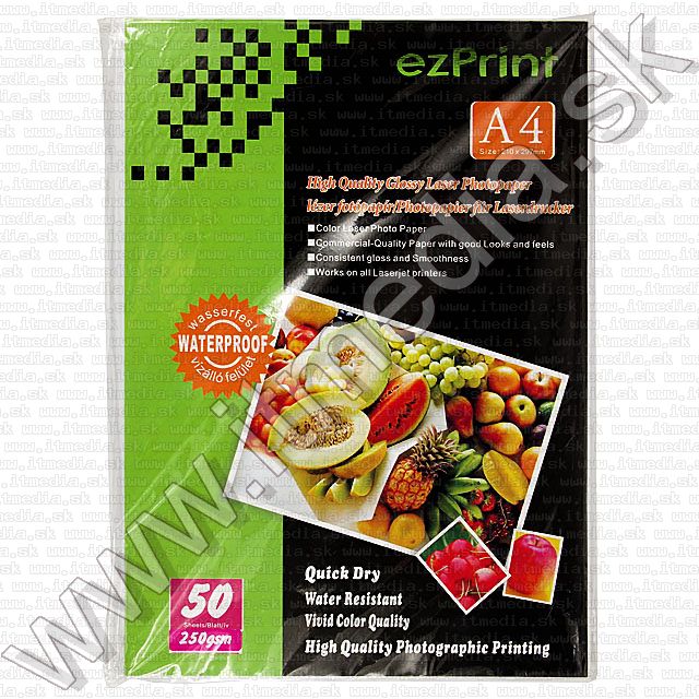 Image of ezPrint **LASER Glossy** Photo Paper A4 250g (50pk) INFO! (IT7469)