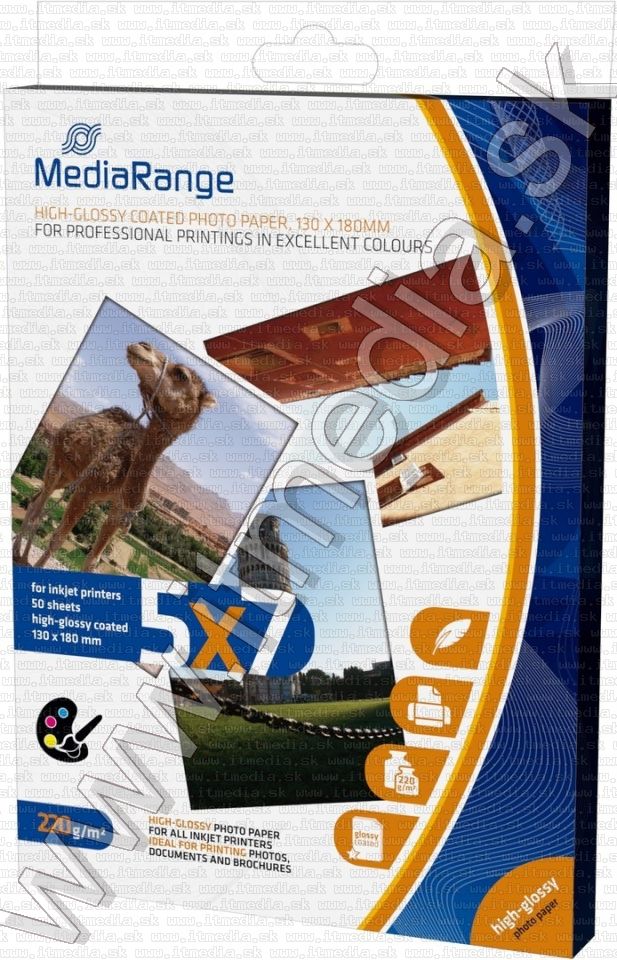 Mediarange Glossy Photopaper 5x7 220g (50pk) (IT12152) Image of Mediarange Glossy Photopaper 5x7 220g (50pk) (IT12152)