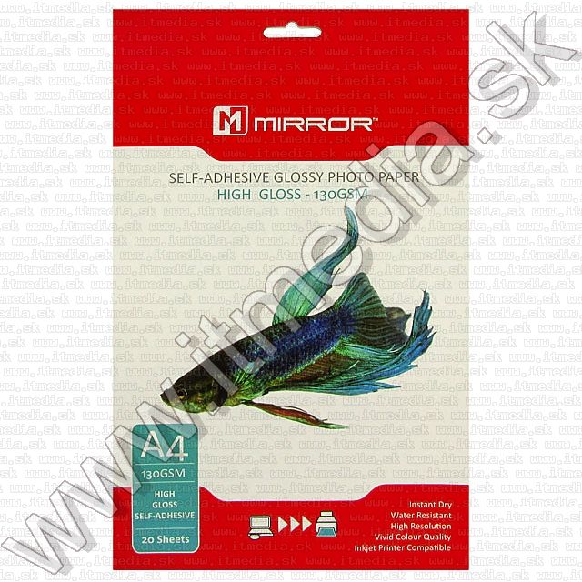 Image of Mirror --SELF-ADHESIVE-- Glossy Photo Paper A4 130g (20pk) (IT5919)