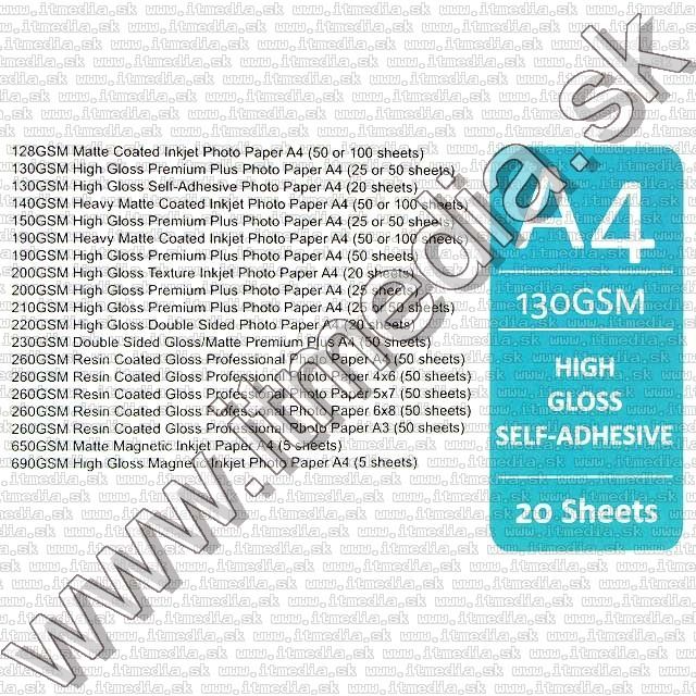 Image of Mirror --SELF-ADHESIVE-- Glossy Photo Paper A4 130g (20pk) (IT5919)
