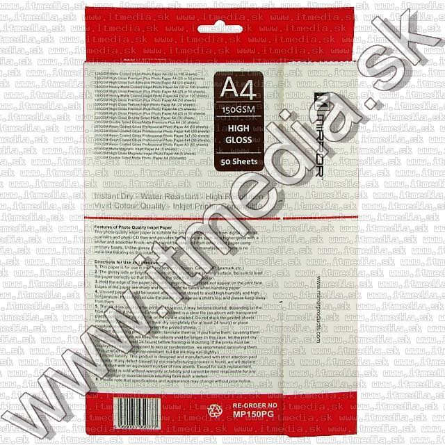 Image of Mirror Glossy Photo Paper A4 150g (50pk) (IT5915)