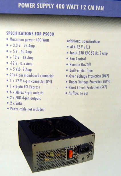 Image of Sweex PC ATX Power Supply 400 Watt (PS030) (IT3983)