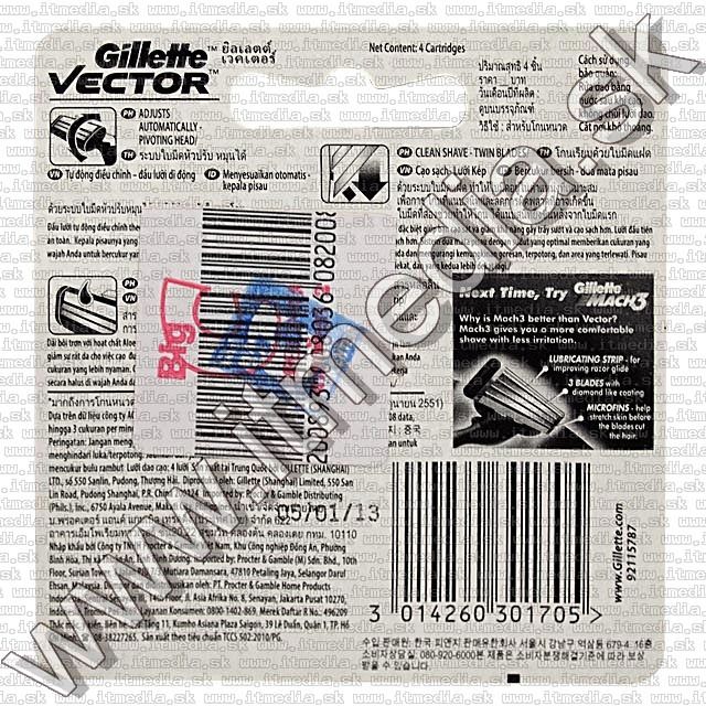 Image of Gillette Vector 4x Refill Cartridges *Aloe* (IT8862)