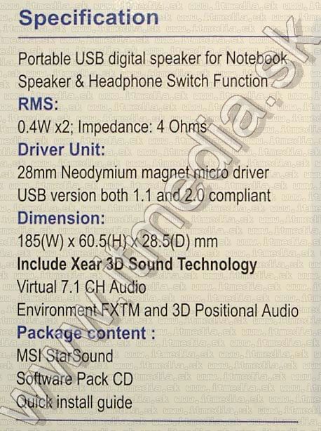 Image of MSI Portable mini USB Speaker 2.0 (IT4591)