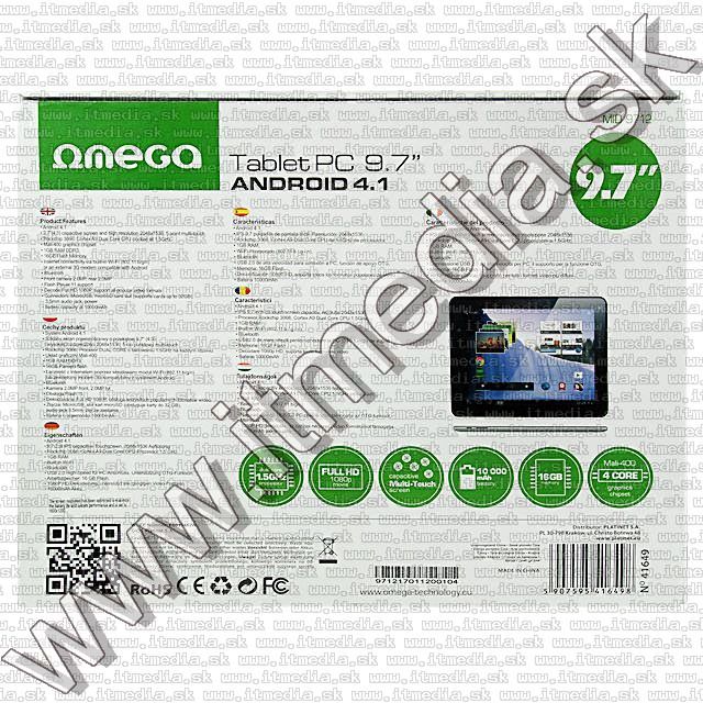 Image of OMEGA Tablet 9.7col DUAL 1.5GHz MID9712 ANDROID 4.1 (41649) (IT8810)