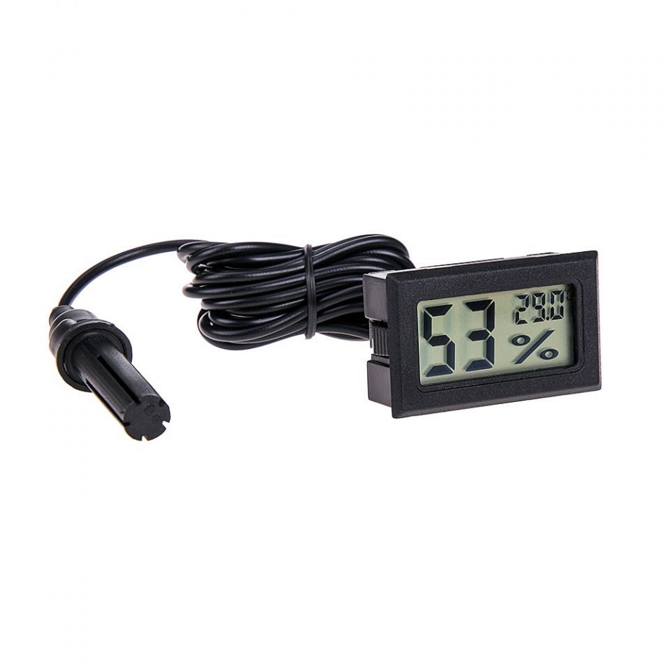 Digital LCD Thermometer and Hygrometer with External probe Black (IT14165) Image of Digital LCD Thermometer and Hygrometer with External probe Black (IT14165)
