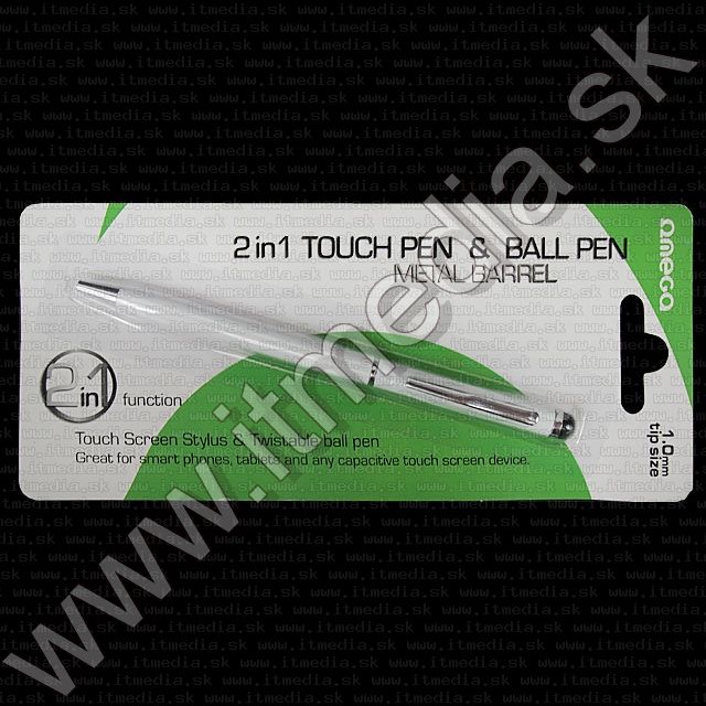 Image of Omega Stylus Pen / Ball Pen 2 in 1 *White* (IT8768)