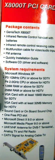 Image of Geniatech X8000T PCI DVB-T Hybrid card (IT3960)