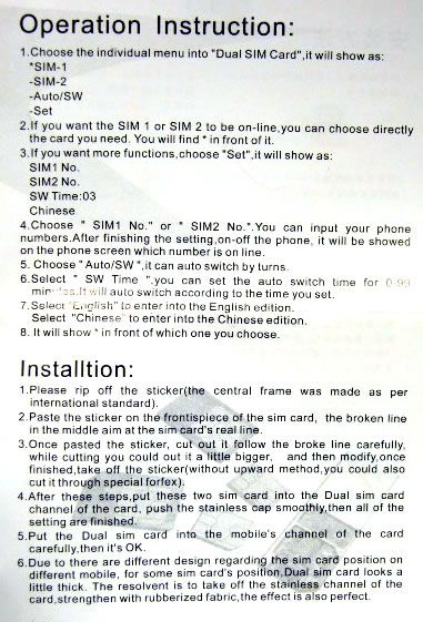 Image of Universal DOUBLE SIM Card INFO! BULK (IT4008)