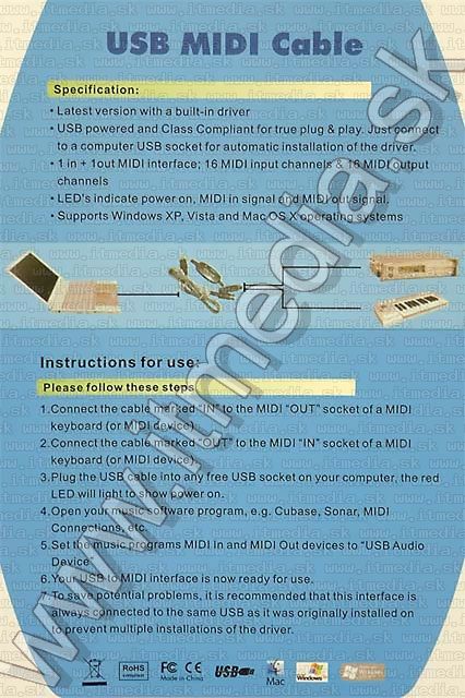 Image of USB to MIDI keyboard cable (IT4651)