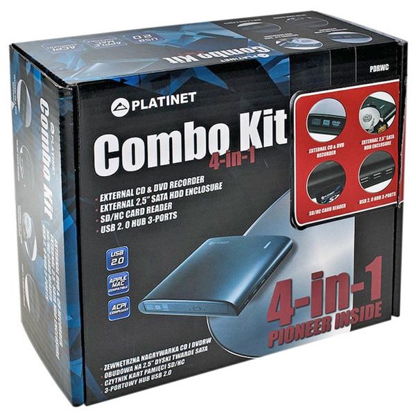Image of Platinet external CD DVD burner COMBO KIT + usb hub + cardreader INFO! (IT13383)