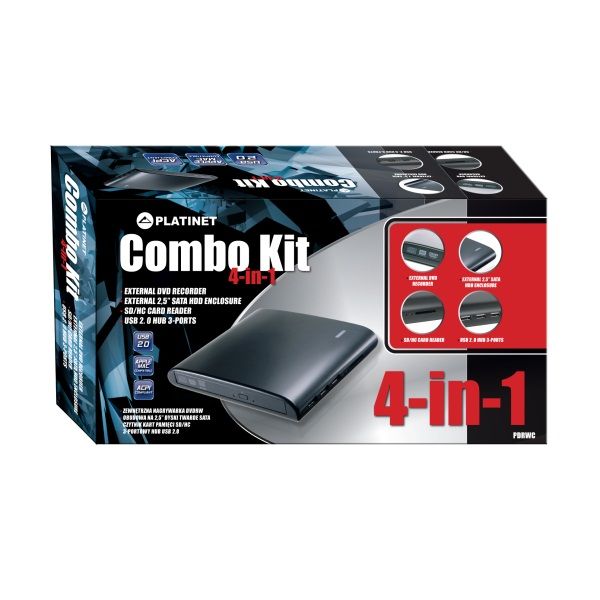 Image of Platinet external CD DVD burner COMBO KIT + usb hub + cardreader INFO! (IT13383)