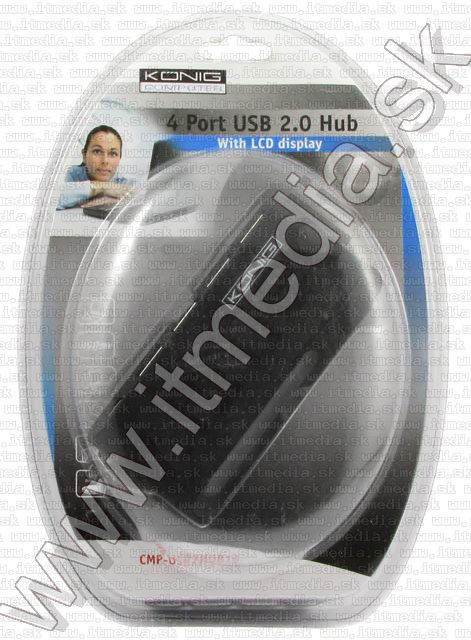 Image of Konig USB 2.0 HUB, 4 port *LCD* Clock (IT5547)