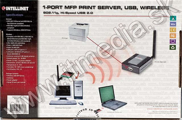 Image of IntelliNet 1-Port MFP Print Server, USB, WLAN RJ45 (IT5254)
