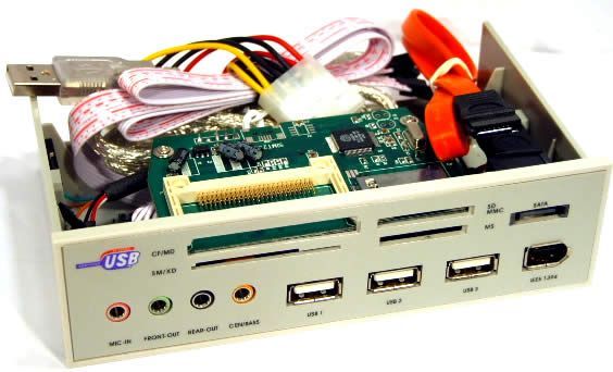 Image of PC Frontpanel CardReader HUB Firewire SATA *White* (IT3730)
