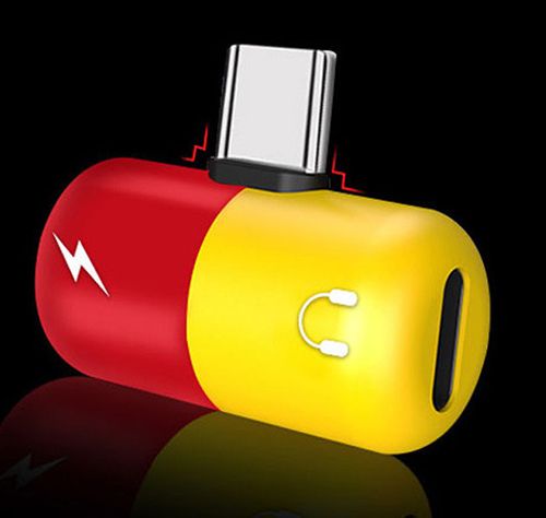Image of USB-C Headphone Charge adapter *Red-Yellow* INFO! (IT14202)