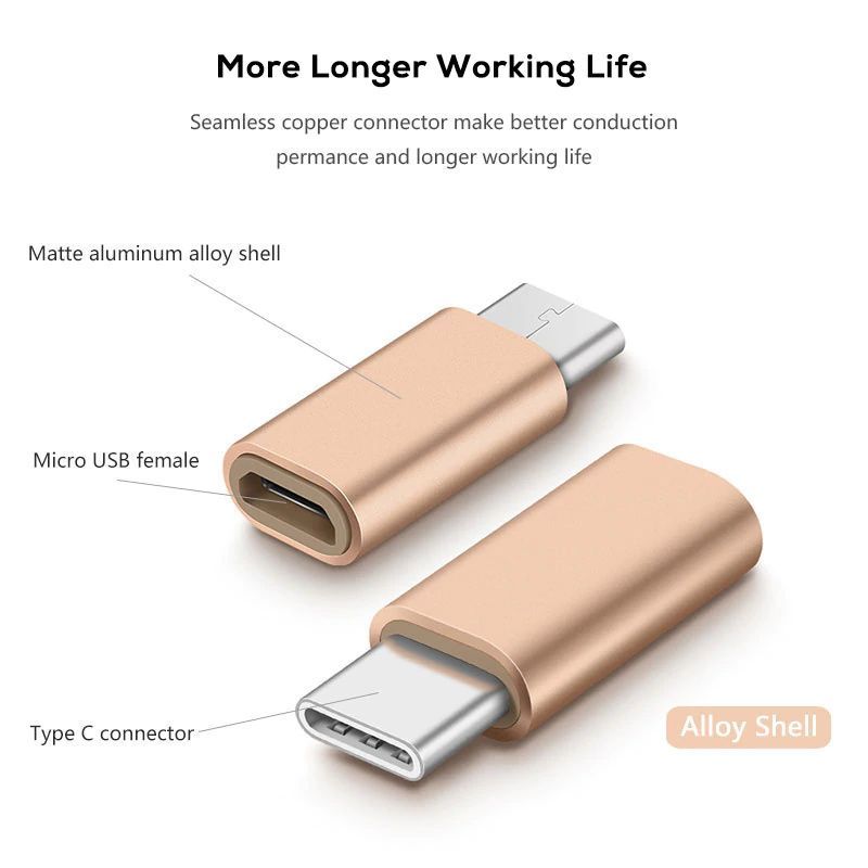 Image of Noname microUSB to USB-C (3.1) adapter *Bulk* Silver (IT14533)