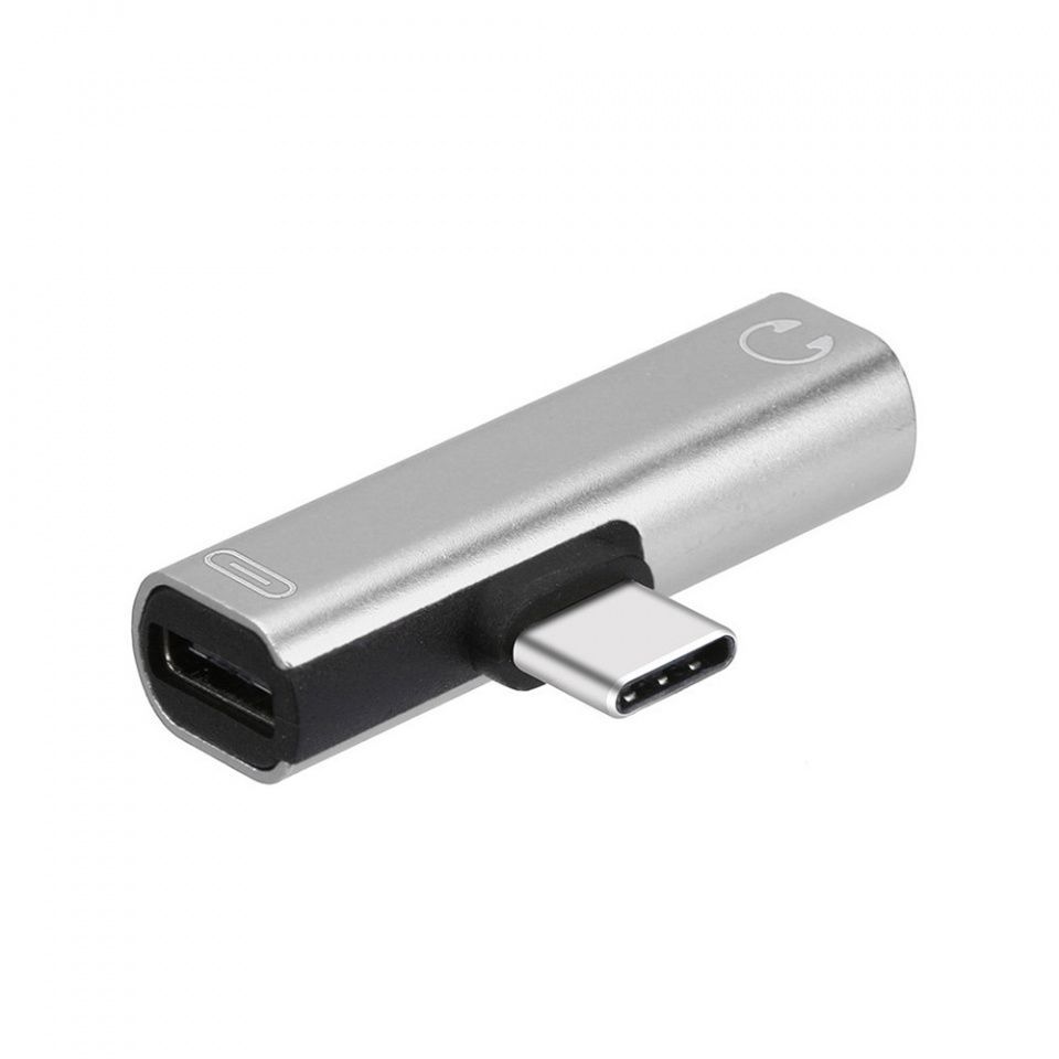 Image of USB-C Headphone Charge adapter *Black* Metal 3.5mm Jack INFO! (IT14321)