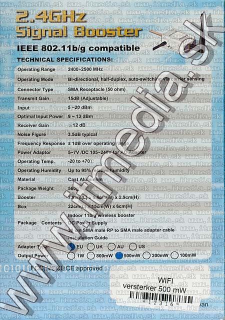 Image of Wireless (WLAN) Booster, 500 mW (b/g) (IT5251)