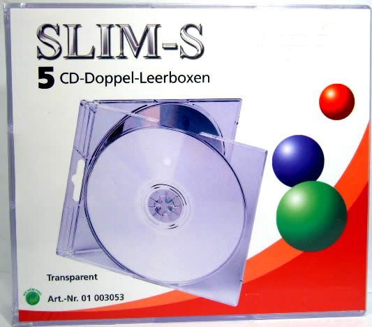 Image of CD Case, *DOUBLE* slim, Clear 5mm *5-pack* (IT3443)