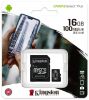 Olcsó Kingston microSD-HC 16GB Class10 UHS-I U1 A1 + adapter (100R/10W) Canvas Select Plus (IT14373)