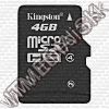 Olcsó Kingston microSD-HC kártya 4GB Class4 adapter nélkül! (IT7900)