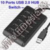 Olcsó USB 2.0 Hub 10 port (power capable) *With Switch* (Black) (IT8150)